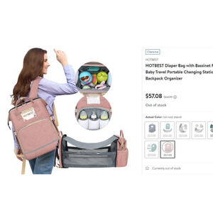 HOTBEST Diaper Bag Travel Portable Changing Bed